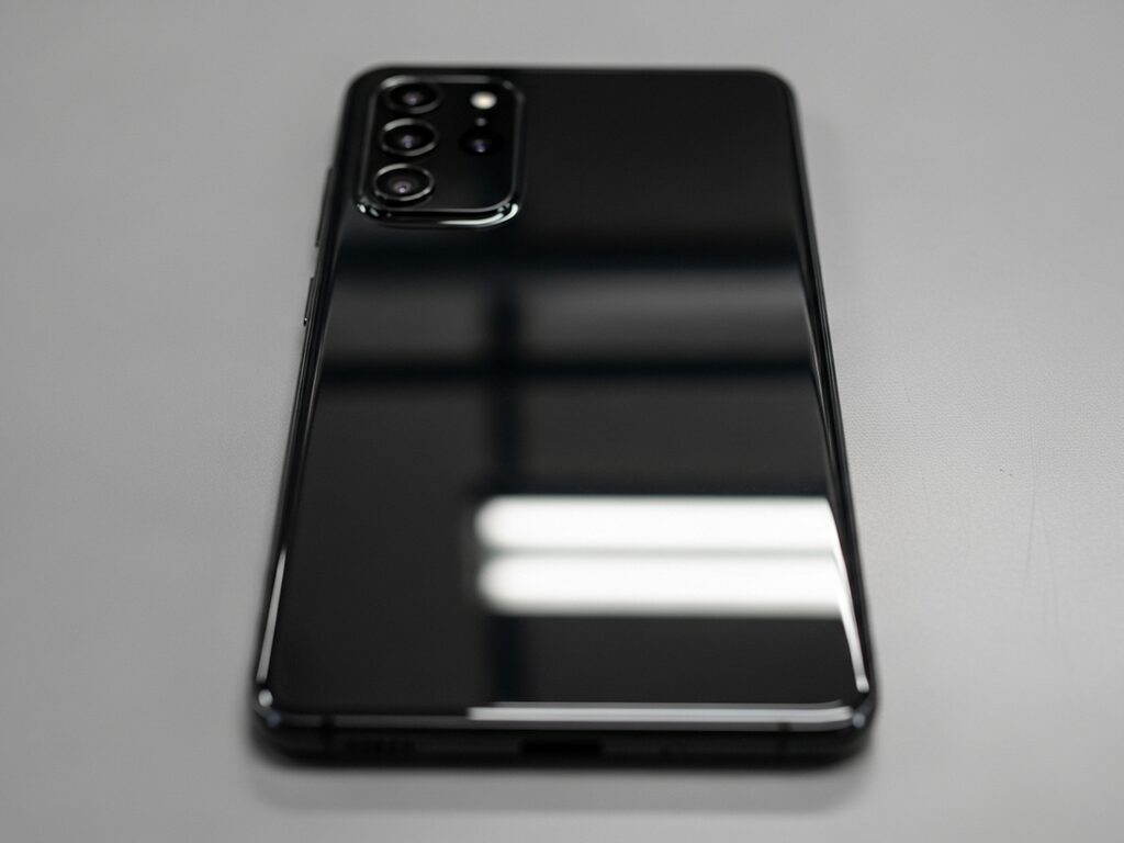 Same Samsung Galaxy with a flawless mirror-clean replacement back glass