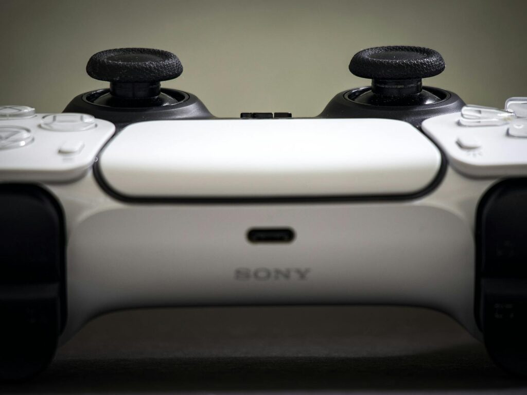 Close-up of a PlayStation 5 DualSense controller